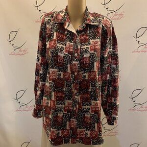 Silk Exchange.  Size M Oversized.  Long Sleeve Silk shirt.  Button Front.  B80